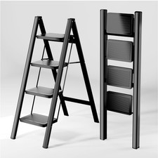 Step Ladder 4 Step Folding, Sturdy 330 Lbs Small Step Stool for Adults, Close...