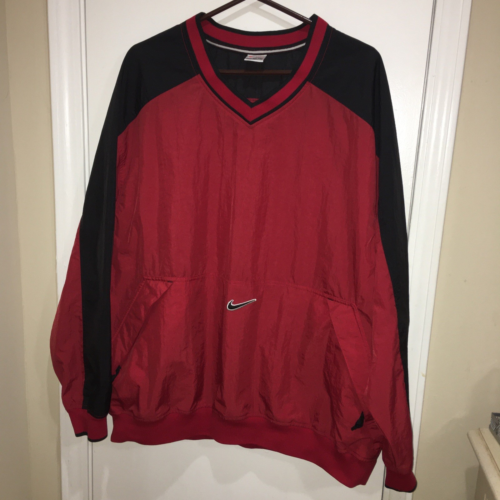 SACAI X NIKE Giacca a vento Nike uomo XXL rossa nera tasca zip leggera anni 90 nylon