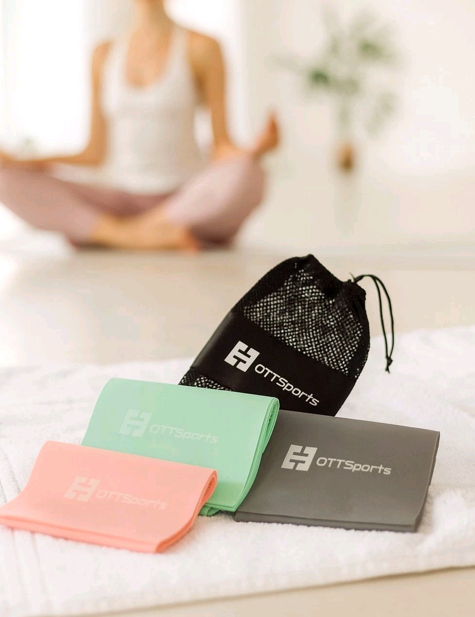 OttSports Widerstandsbänder 3er Set/Yoga Dehnungsband/Pilates/Physio