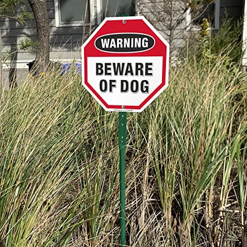 Insegna da cortile ottagonale 10 x 10 pollici "Avvertenza - Attenzione al cane" alluminio 10" x 10" - Foto 3 di 6