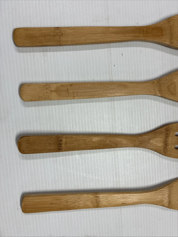 GOOD COOK Wooden Bamboo? 4pc Set - Salad Server, Slotted Spoon, Slotted Spatula - Image 2 of 4