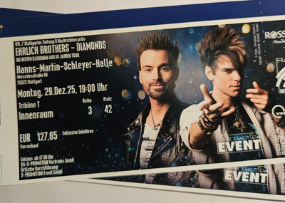 2 Tickets für Zaubershow der Ehrlich Brothers in Stuttgart am 29.12.2025