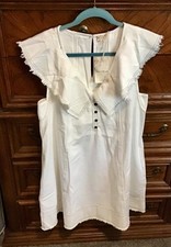 NWT White Boho Jean Dress By Hem & Thread Size M