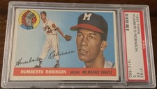1955 Topps #182 Humberto Robinson Milwaukee Braves- PSA 5 EX Very Sharp!