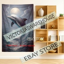 Ocean dolphin wall tapestry raised underwater art fantasy decor 39X59 in