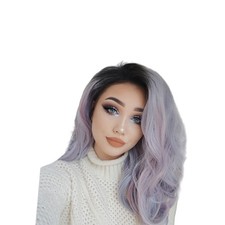 Fashion Medium Long Curly Hair Wig Women Wig Colorful Natural Looking Wig Cover