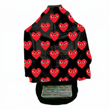Barber and hair stylist Black cape Red Hearts