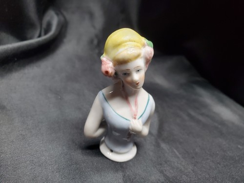 A2 3" Antique vintage Porcelain half doll German handpainted - Picture 3 of 9