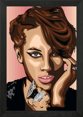 Alicia Keys Portrait gerahmtes Wandbild Poster Leinwanddruck Bild