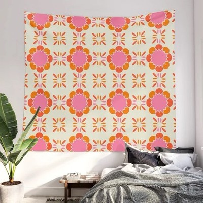 New XL Society6 Sixties Tile Wall Tapestry By AOBA STUDIO 88x104 