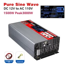 2000W Peak 4000W Pure Sine Wave Power Inverter 12V DC to AC 110V 120V with LCD