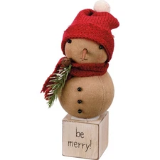 Primitives by Kathy Be Merry Snowman Sitter Figurine Rustic