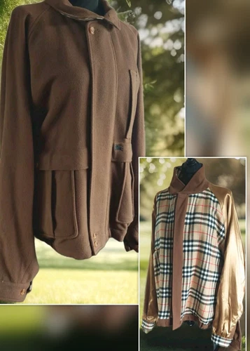 Giubbotto bomber vintage uomo marrone marrone marrone Burberry anni 80 90 lana 58 reg xxx large