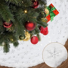 72 Inch Christmas Tree Skirt, Faux Fur Extra Large White Tree Skirt for 6 to ...