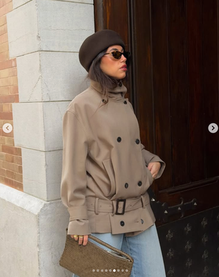 ZARA NEW WOMAN FLOWY BELTED JACKET ZW COLLECTION MINK XS-XL 9631