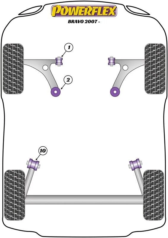 Kit Silent Block Powerflex Ponte Posteriore Fiat Bravo (198) Stilo Lancia Delta - Immagine 3 di 4