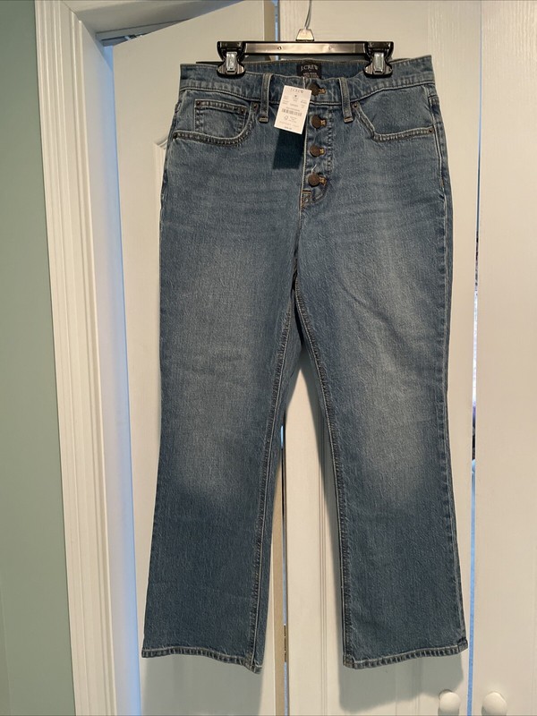 NWT J.Crew Jeans Womens 27 Blue Mid-Rise Flare Crop Signature Stretch