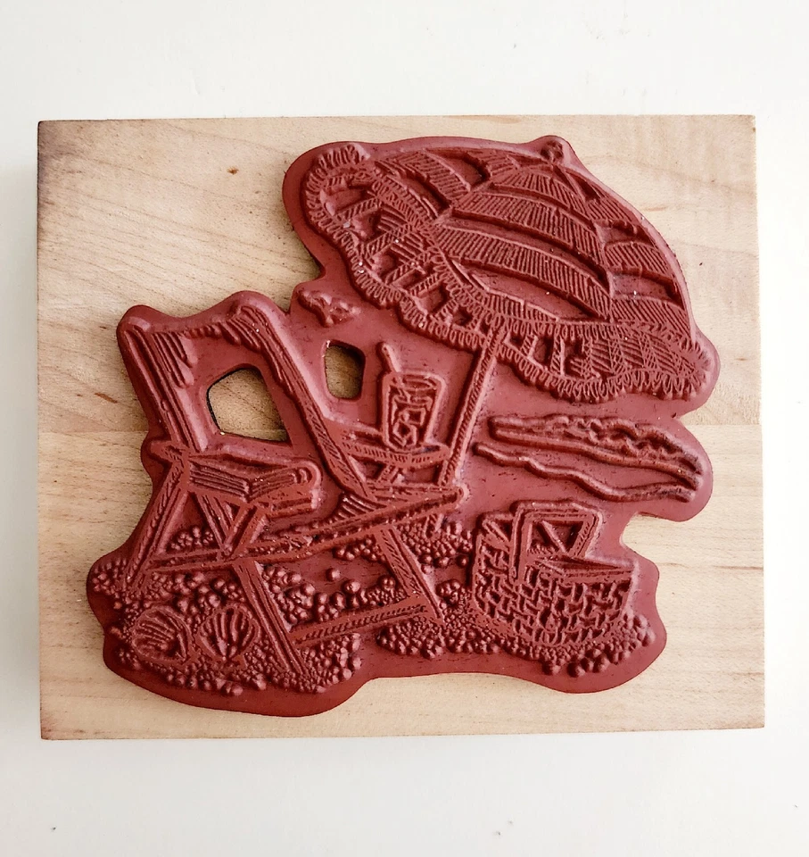 Sello de goma Inkadinkado escena de playa Bouji Lyn Bouguereau artesanías náuticas E15 Foto 3 de 4