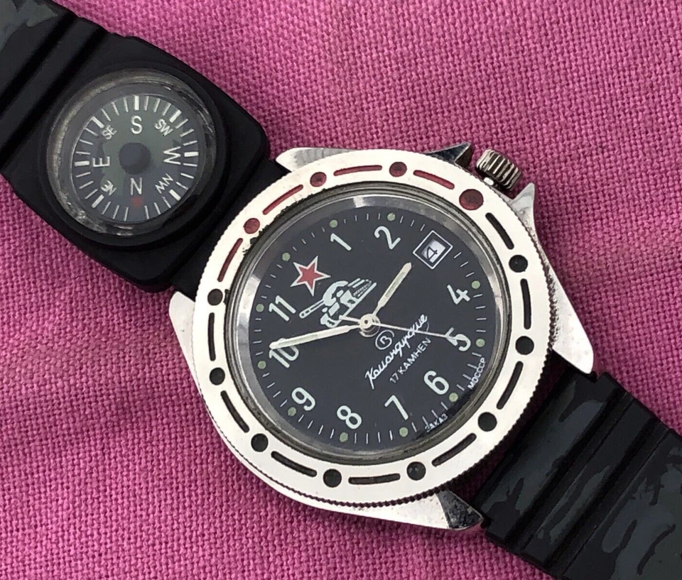 Reloj de pulsera vintage Vostok Commander Tank URSS brújula con correa Foto 2 de 4