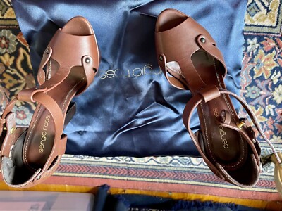 #L6 Quality Sergiorosi 5" Sandals All Leather Chocolate Brown 35.5, size 5.5