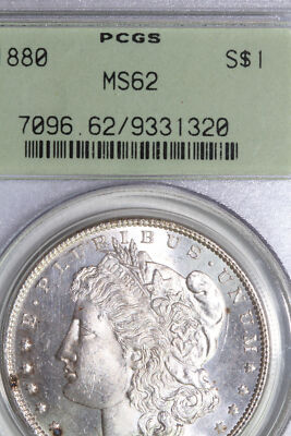 1880-P Morgan 90% Silver Dollar PCGS MS62 Old Green Label Holder