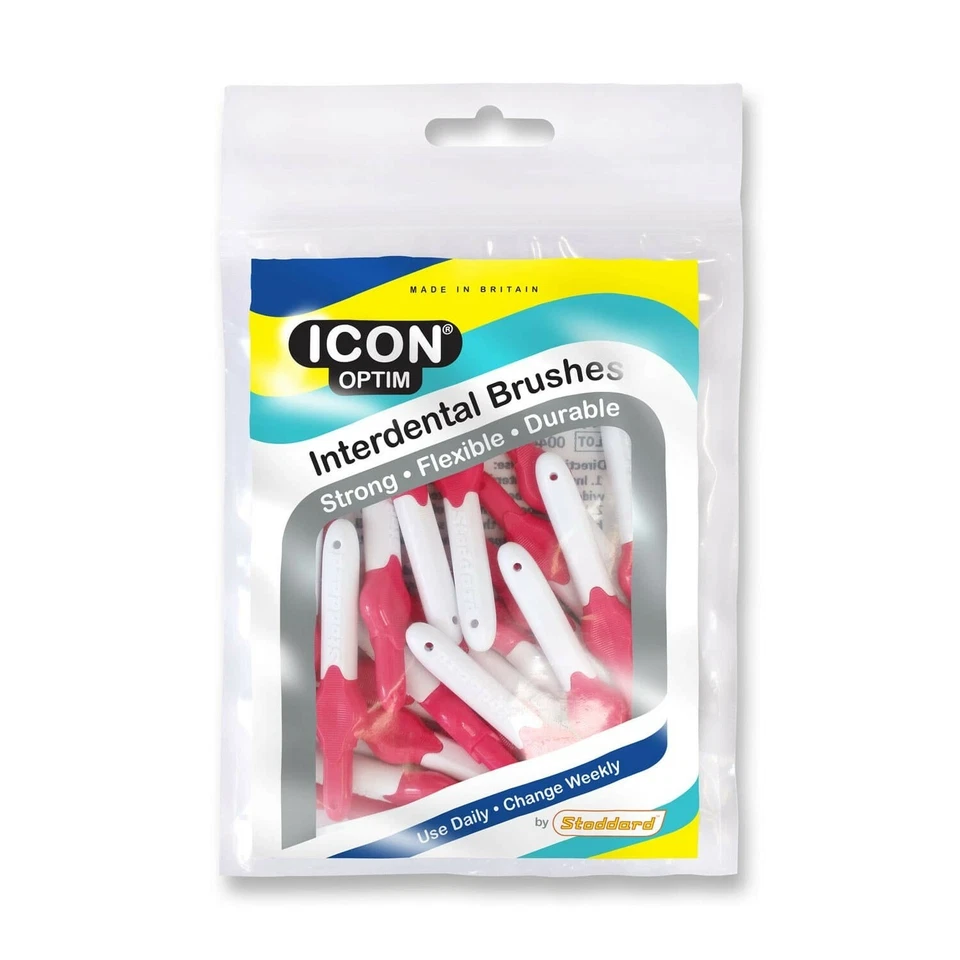 Stoddard Icon Optim Interdental Brushes - 0.4mm - ISO 0 - Pink - 25 Brushes