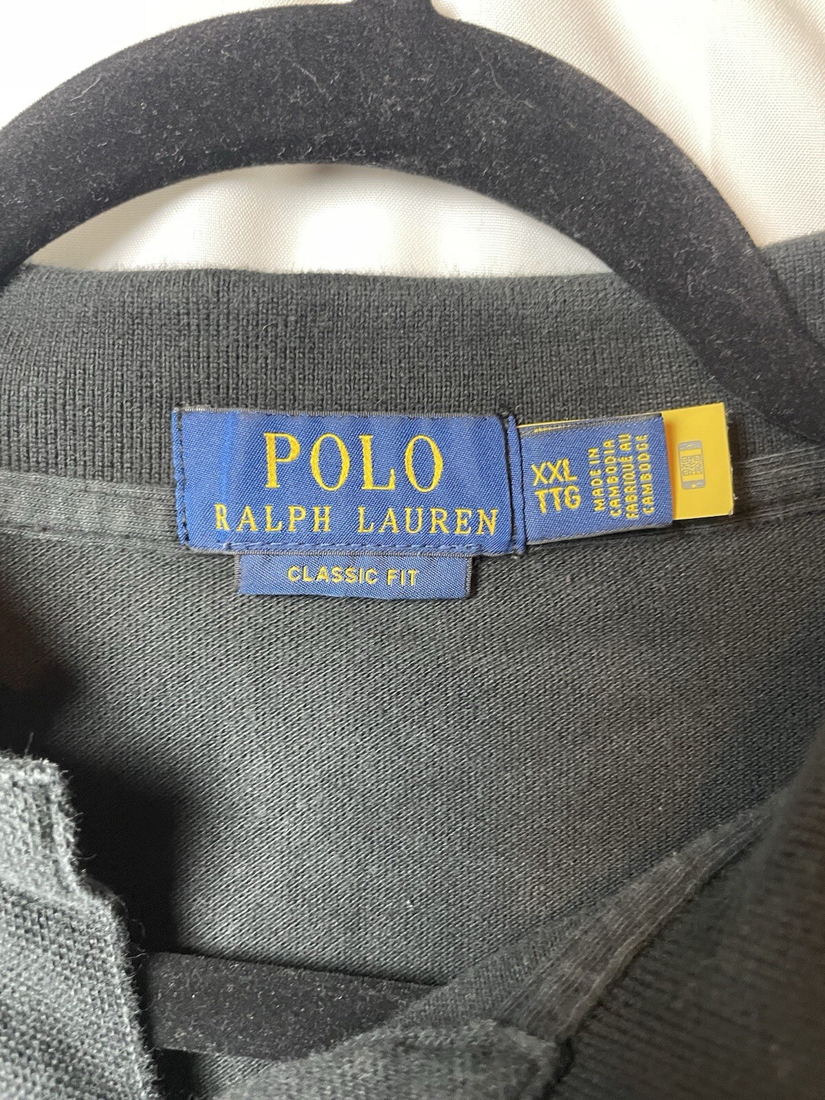 Polo Ralph Lauren Uomo 2XL Camicia Nera Big Pony #3 Personalizzata Slim Fit