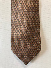 Ameri Men's Necktie Tie Silk Brown Gray Geometric Made in Italy