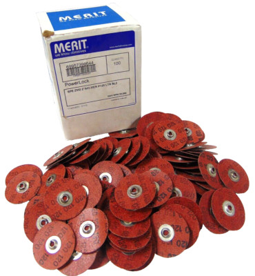 MERIT ABRASIVES  2'' POWERLOCK QUICK SANDING DISCS  120 GRIT  *LOT OF 100*