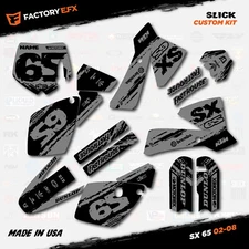 Black & Gray Slick Racing Graphics Kit fits 02-08 KTM 65sx 65 sx Decal Sticker