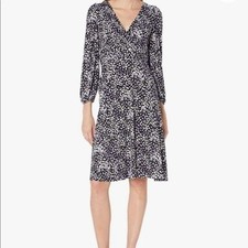 Eliza J Women's Long Sleeve Surplice Jersey Midi Dress Purple Size 14 NWT