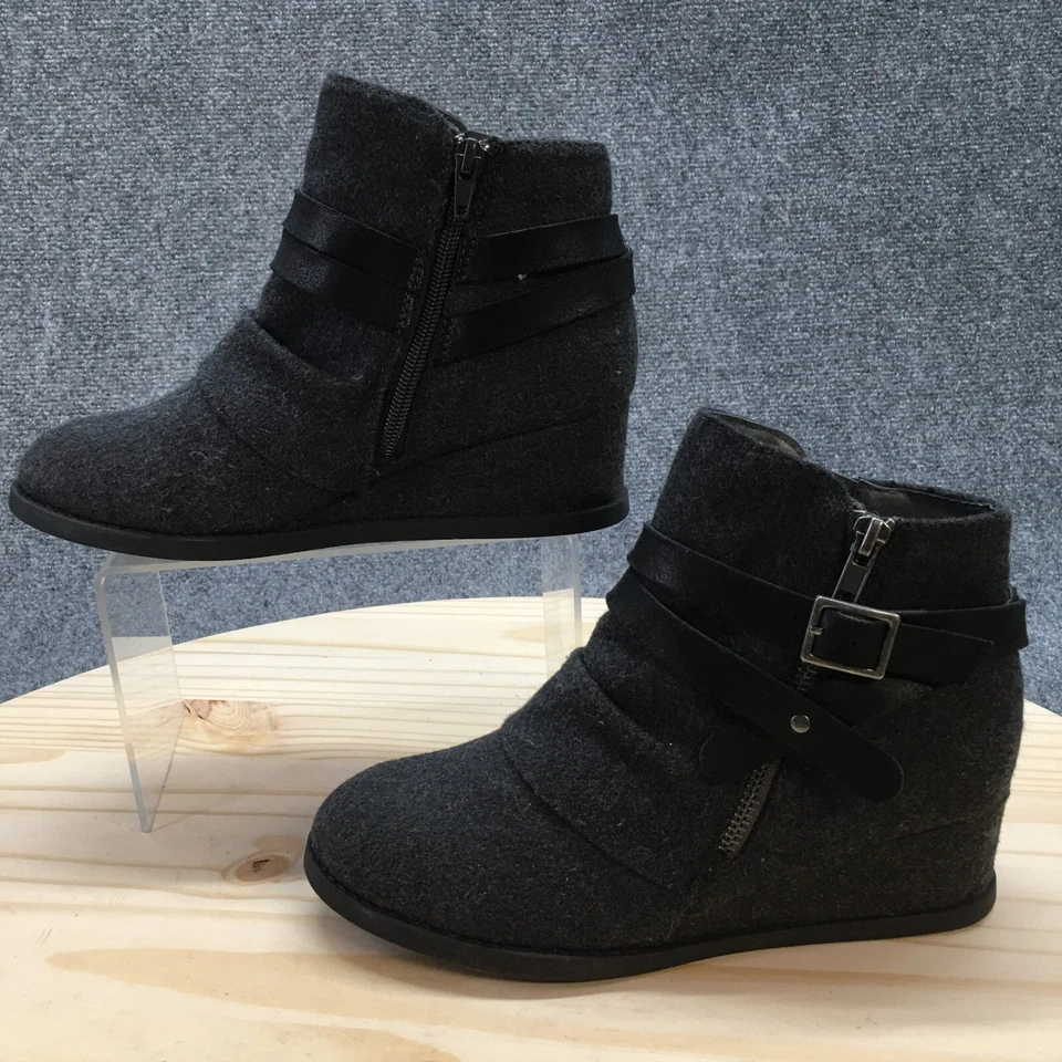 Botas Jellypop Mujer 7 M Alpes Botines Gris Gamuza Cuña Cremallera Hebilla Foto 2 de 4