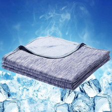 Queen Size Cooling Blanket for Hot Sleepers - Soft  Breathable Blue 79x86