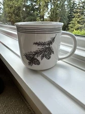 Boston International White Pine Cone Mug. Winter. Christmas. Cozy. Cabin.