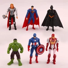 6Pcs Avengers Superman IronMan Hulk Batman Captain Thor Action Figures Toy USA