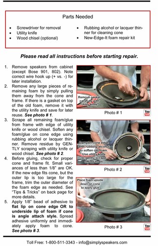 8" Cloth Edge Speaker Repair Kit Pre-Treated Accordion Cloth Surrounds (Pair) - Picture 5 of 7