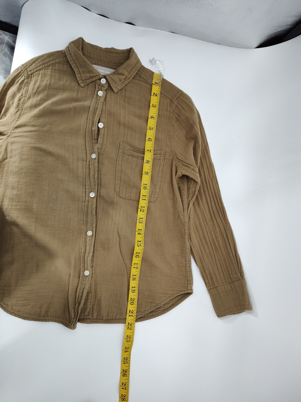 Everlane Olive Green Silk Oversized Button Down Shirt… Gem