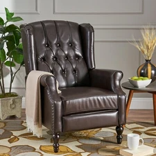 Temzyl Contemporary Brown Leather Recliner Chair