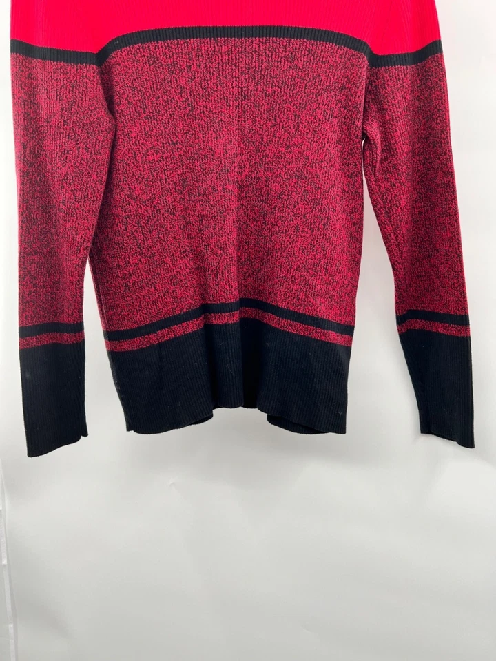 Karen Scott Women's Pullover Sweater Mock Neck Red/Black Size Medium - Image 3 of 4