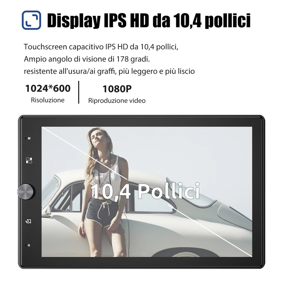 Single Din 10" Touch Screen Stereo Bluetooth Radio Car Apple/Android Carplay+CAM - Image 3 of 4