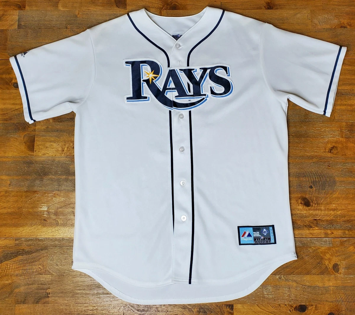 Vintage Men's Majestic MLB Tampa Bay Rays Hodge #4 Embroidered Jersey  Size Large