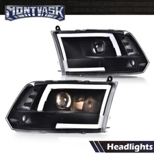 LED DRL Black Headlights Left+Right Fit For 2009-2018 Dodge Ram 1500 2500 3500