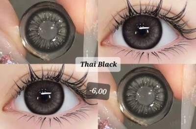 -6,00 Diop. Thai Black  Schwarz Graue Kontaktlinsen mit Stärke   12 Mon   K20