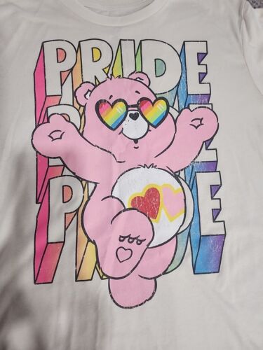 Neu ohne Etikett - Herren Care Bears Rainbow Pride Elfenbein T-Shirt Größe Large - Bild 1 von 5