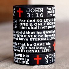 Set of John 3:16 Verse Religious Wristbands Wholesale Lot of Silicone Bracelets