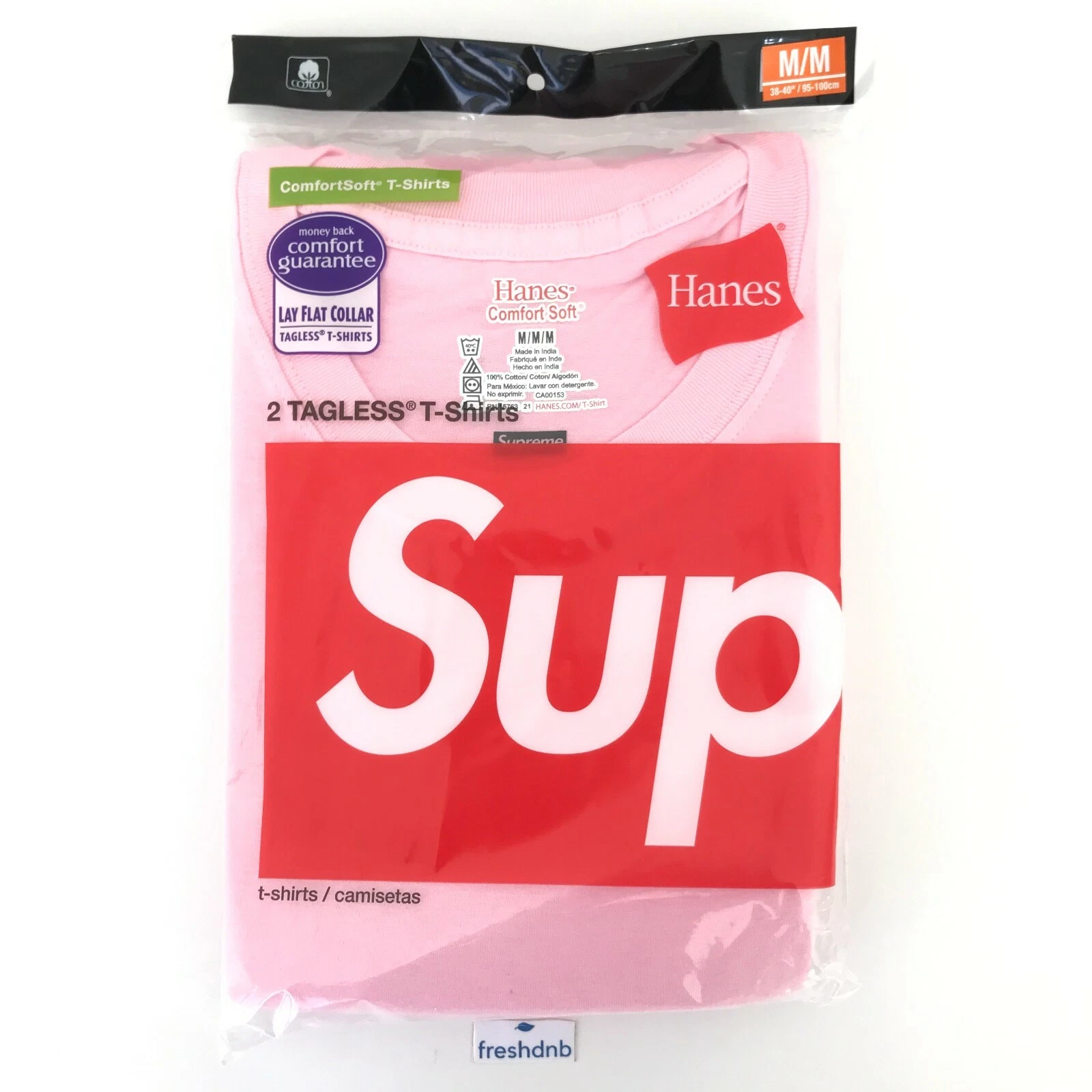 Tee shirt sans tag Supreme Hanes rose paquet moyen de 2   VENDEUR FIABLE