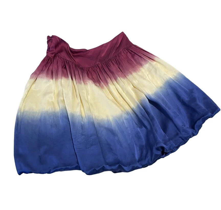 Falda Kenar 100 % seda tie dye ombré para mujer talla 14 hasta la rodilla dobladillo burbuja Foto 3 de 4