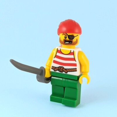 Verwegene Lego Piraten Minifigur mit Cutlass Schwert & rotem Bandana