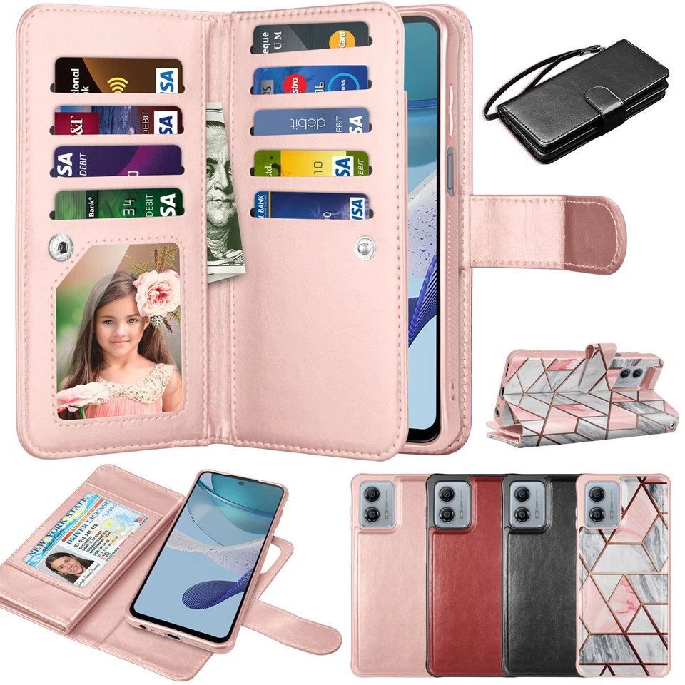 Funda billetera de cuero para teléfono Moto G Stylus/G Power/G Play G 5 2024 Foto 4 de 4