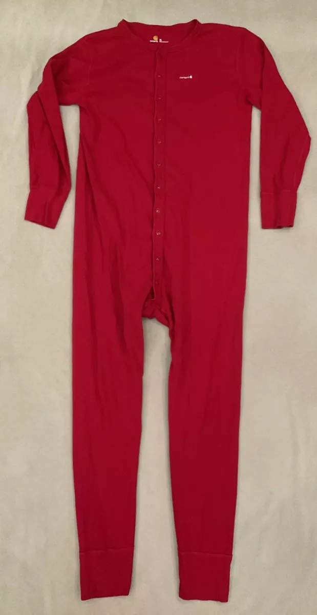 Carhartt Men s Red Cotton Union Suit Sz XL Long John PJs